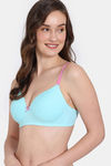 Zivame Beautiful Basics Padded Non Wired 3/4th Coverage T-Shirt Bra - Tanager Turquoise — thumbnail 3